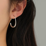 Sterling Silver Ellipse Hoop Earrings