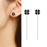 Sterling Silver Lucky Clover Threader Earrings