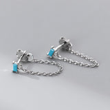 Sterling Silver Chain with Diamon Earrings