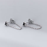 Sterling Silver Chain with Diamon Earrings