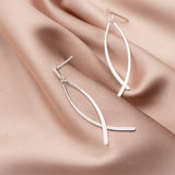 Sterling Silver Fish Line Earrings