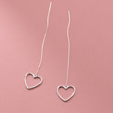 Sterling Silver Simple Heart Threader Earrings