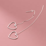 Sterling Silver Simple Heart Threader Earrings