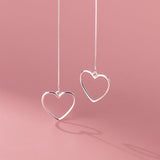 Sterling Silver Simple Heart Threader Earrings