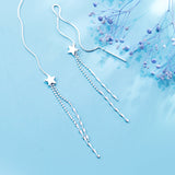 Sterling Silver Star Tassel Threader Earrings