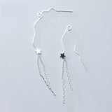 Sterling Silver Star Tassel Threader Earrings