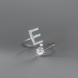 Sterling Silver Zircon Adjustable Letter Rings