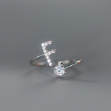 Sterling Silver Zircon Adjustable Letter Rings