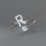 Sterling Silver Zircon Adjustable Letter Rings