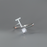 Sterling Silver Zircon Adjustable Letter Rings