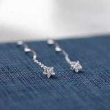 Sterling Silver Wavy Star Diamond Threader Earrings