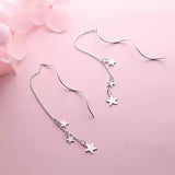 Sterling Silver Wavy Star Threader Earrings