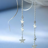 Sterling Silver Wavy Star Threader Earrings