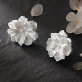 White Cream Jasmine Stud Earrings