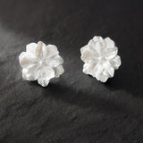 White Cream Jasmine Stud Earrings