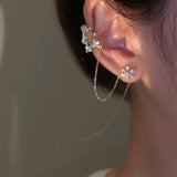 Zircon Butterfly Flower Ear Cuffs (1 Piece)