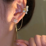 Zircon Butterfly Flower Ear Cuffs (1 Piece)