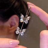 14K Gold Plated Zircon Butterfly Ear Clips(1 Pair)