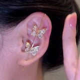 14K Gold Plated Zircon Butterfly Ear Clips(1 Pair)