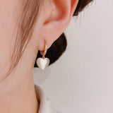 14K Gold-plated Zircon Stone Heart Earrings