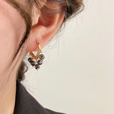 14K Gold-plated Black Retro Earrings