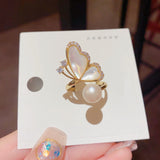 14K Gold Plated Butterfly Pearl Adjustable Rings