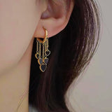 14K Gold-plated Heart Design Tassel Earrings