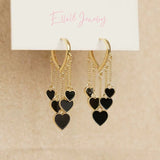 14K Gold-plated Heart Design Tassel Earrings