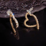 14K Gold-plated Heart Zircon Earrings