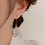 14K Gold-plated Heart Zircon Earrings