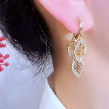 14K Gold-plated Hollow Leaf Earrings