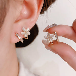 14K Gold-plated Opal Flower Studs