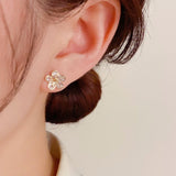 14K Gold Plated Zircon Flower Earrings