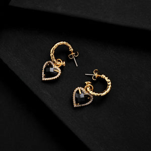 14K Gold Plated Gemstone Heart Earrings