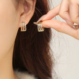 Micro Zircon Three-Layer Earrings