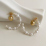 Silver Post Artificial Pearl Earrings