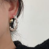 Silver Post Artificial Pearl Earrings