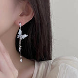 Silver Post Grey Zircon Butterfly Earrings