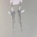 Silver Post Grey Zircon Butterfly Earrings