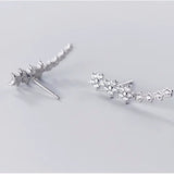 Sterling Silver Flower Diamond Crawler Earrings