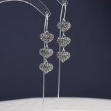 Sterling Silver Heart Tassel Threader Earrings