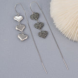 Sterling Silver Heart Tassel Threader Earrings