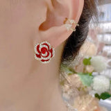 14K Gold-plated Rose Flower Stud Earrings