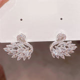 Silver Post Swan Zircon Stud Earrings