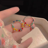 Niche Design Colorful Beaded Love Ring