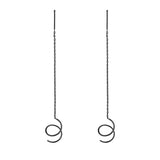 Sterling Silver Black Ear Chain Threader Earrings