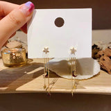 Silver Post Exquisite Star Moon Tassel Earrings