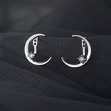 Sterling Silver Moon Studs Earrings