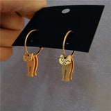 14K Gold-plated Cat Design Earrings