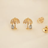 24K Gold-plated Umbrella Zircon Studs